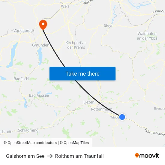 Gaishorn am See to Roitham am Traunfall map