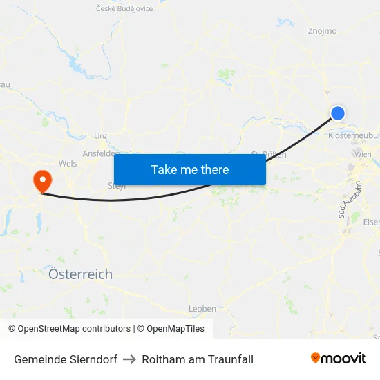 Gemeinde Sierndorf to Roitham am Traunfall map