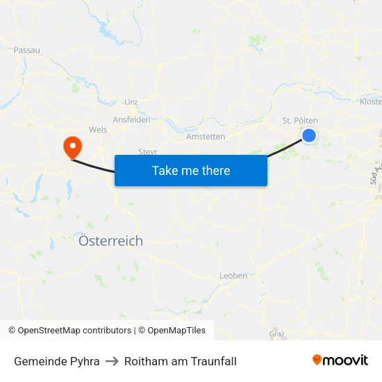 Gemeinde Pyhra to Roitham am Traunfall map