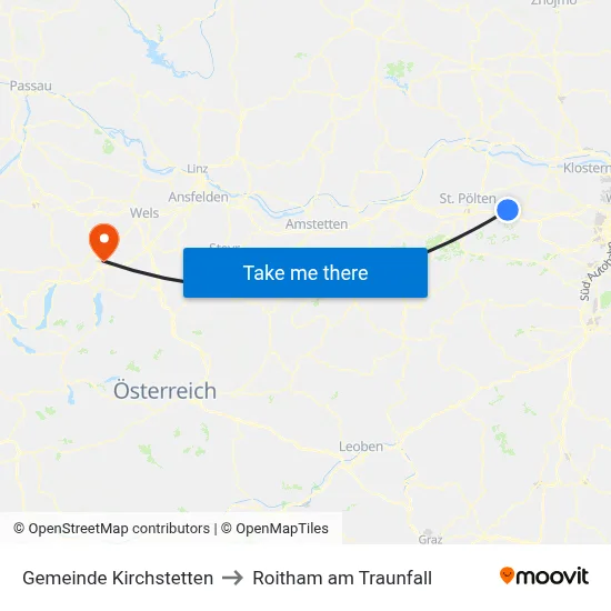 Gemeinde Kirchstetten to Roitham am Traunfall map