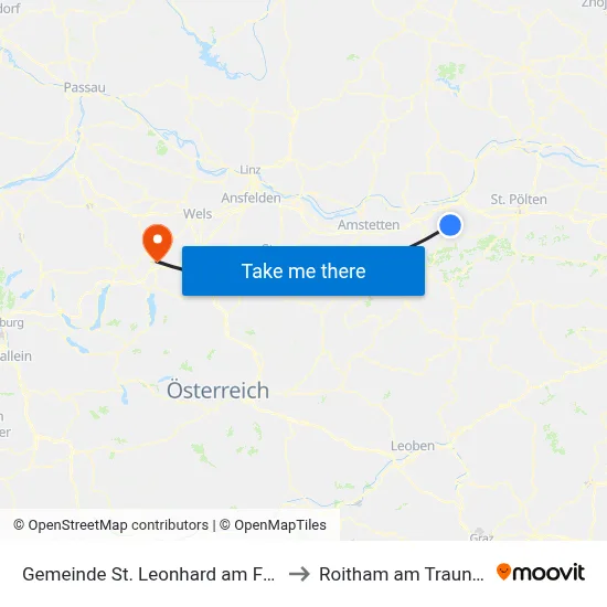 Gemeinde St. Leonhard am Forst to Roitham am Traunfall map