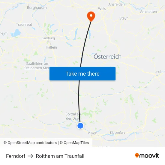 Ferndorf to Roitham am Traunfall map