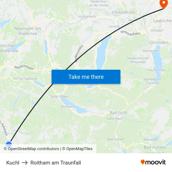 Kuchl to Roitham am Traunfall map