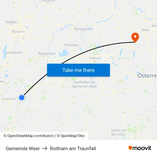 Gemeinde Weer to Roitham am Traunfall map