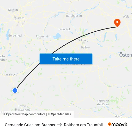 Gemeinde Gries am Brenner to Roitham am Traunfall map