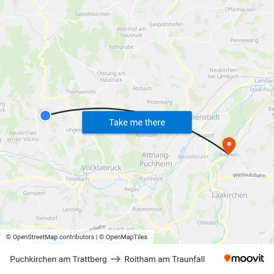 Puchkirchen am Trattberg to Roitham am Traunfall map