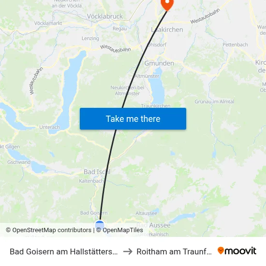 Bad Goisern am Hallstättersee to Roitham am Traunfall map