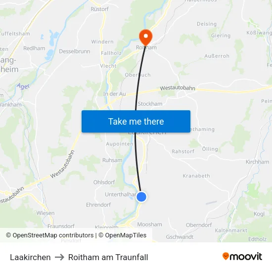 Laakirchen to Roitham am Traunfall map