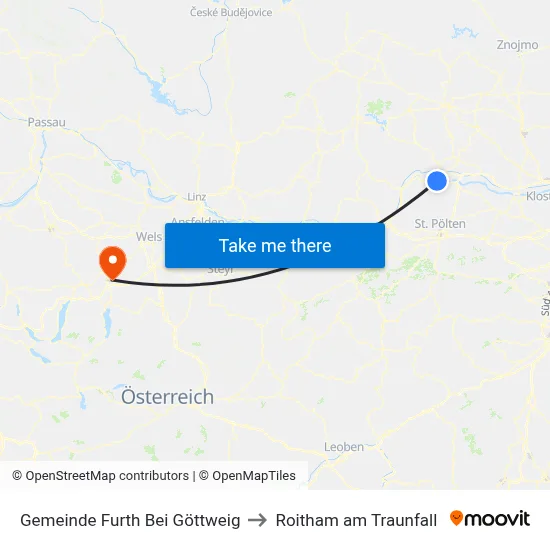 Gemeinde Furth Bei Göttweig to Roitham am Traunfall map