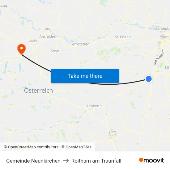 Gemeinde Neunkirchen to Roitham am Traunfall map
