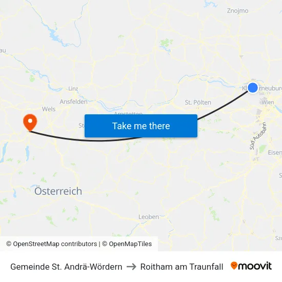 Gemeinde St. Andrä-Wördern to Roitham am Traunfall map