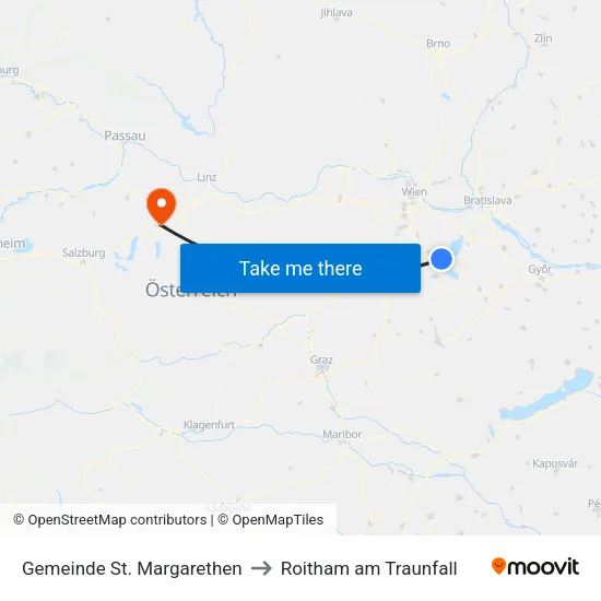 Gemeinde St. Margarethen to Roitham am Traunfall map