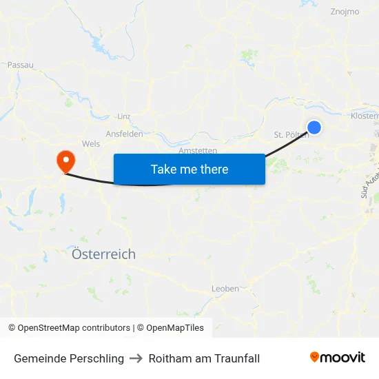 Gemeinde Perschling to Roitham am Traunfall map