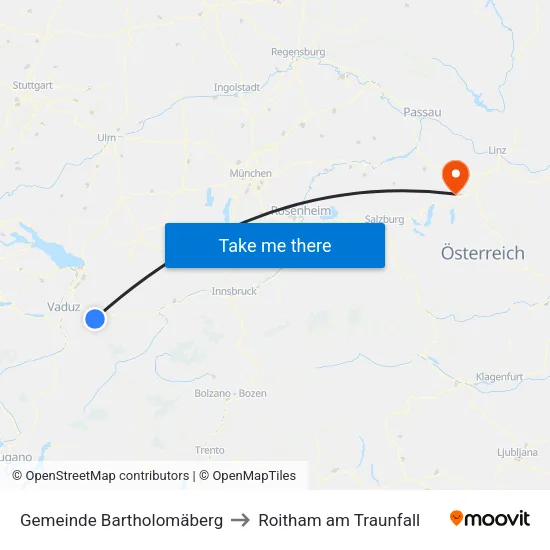 Gemeinde Bartholomäberg to Roitham am Traunfall map