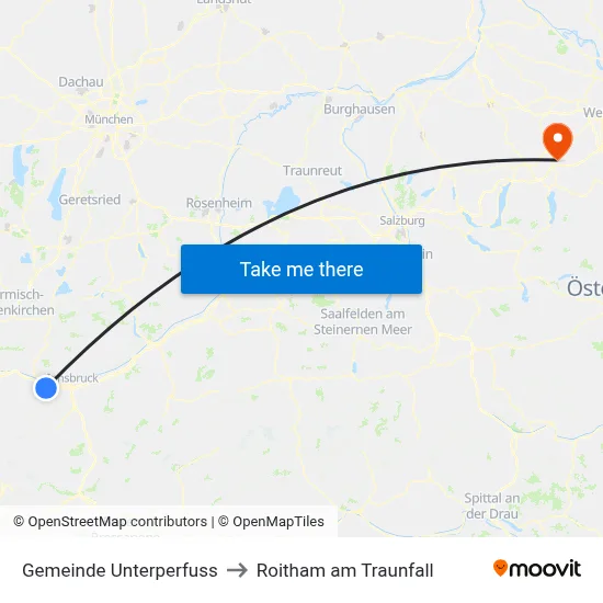 Gemeinde Unterperfuss to Roitham am Traunfall map