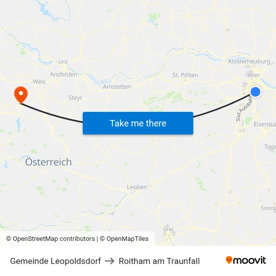 Gemeinde Leopoldsdorf to Roitham am Traunfall map