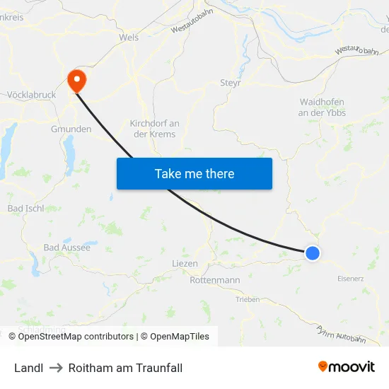 Landl to Roitham am Traunfall map