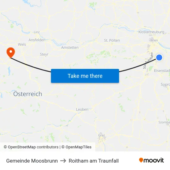 Gemeinde Moosbrunn to Roitham am Traunfall map