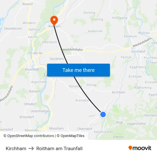 Kirchham to Roitham am Traunfall map