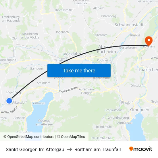 Sankt Georgen Im Attergau to Roitham am Traunfall map