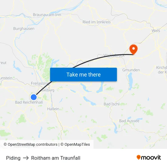Piding to Roitham am Traunfall map