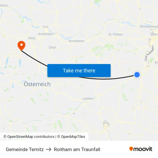 Gemeinde Ternitz to Roitham am Traunfall map