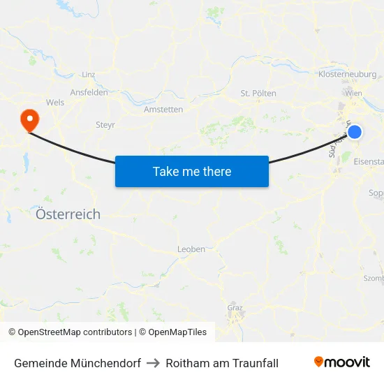 Gemeinde Münchendorf to Roitham am Traunfall map