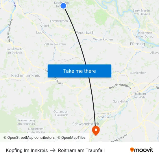 Kopfing Im Innkreis to Roitham am Traunfall map
