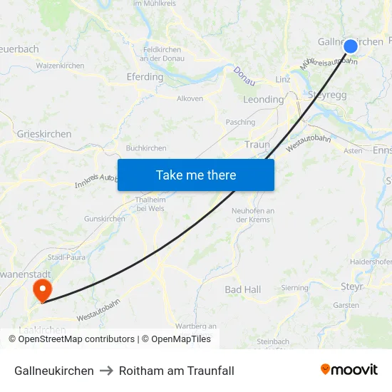 Gallneukirchen to Roitham am Traunfall map