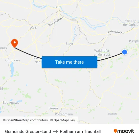 Gemeinde Gresten-Land to Roitham am Traunfall map