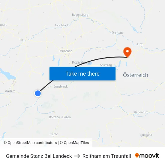 Gemeinde Stanz Bei Landeck to Roitham am Traunfall map