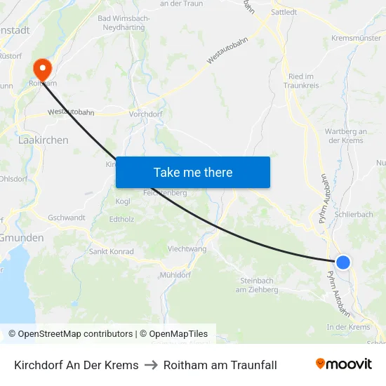 Kirchdorf An Der Krems to Roitham am Traunfall map