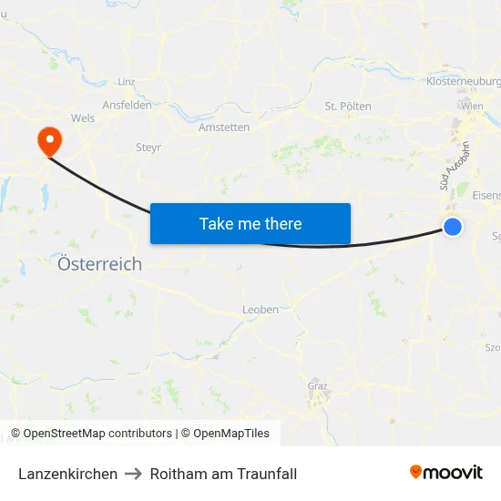 Lanzenkirchen to Roitham am Traunfall map