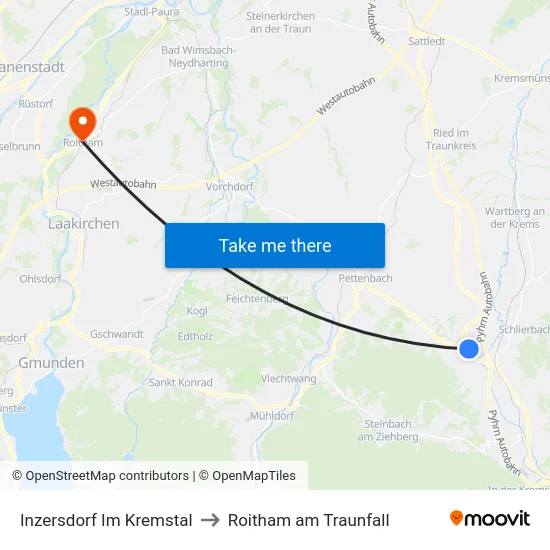 Inzersdorf Im Kremstal to Roitham am Traunfall map