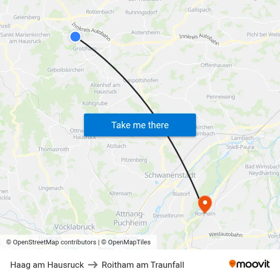 Haag am Hausruck to Roitham am Traunfall map