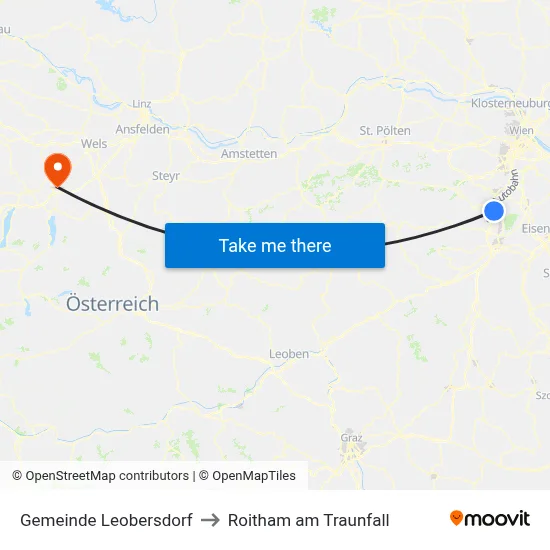 Gemeinde Leobersdorf to Roitham am Traunfall map