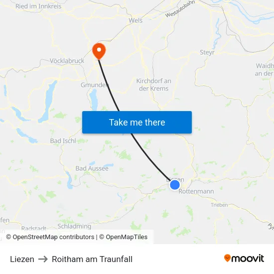 Liezen to Roitham am Traunfall map