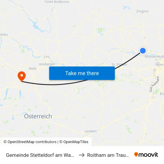 Gemeinde Stetteldorf am Wagram to Roitham am Traunfall map
