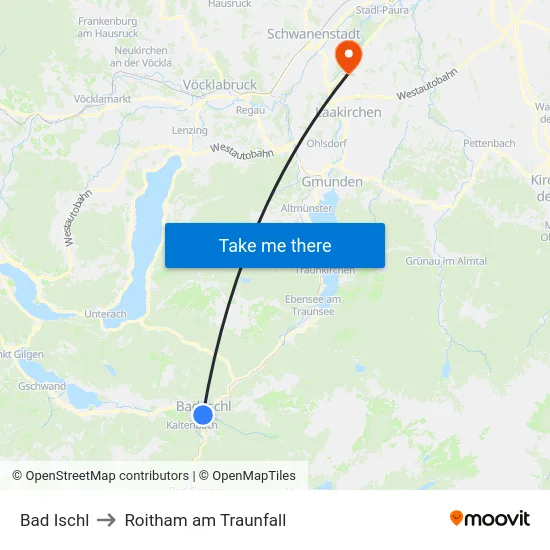 Bad Ischl to Roitham am Traunfall map