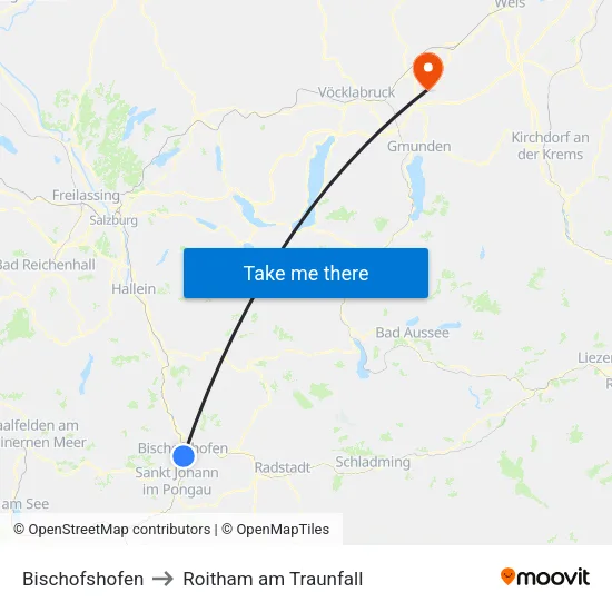 Bischofshofen to Roitham am Traunfall map