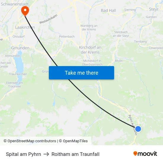 Spital am Pyhrn to Roitham am Traunfall map