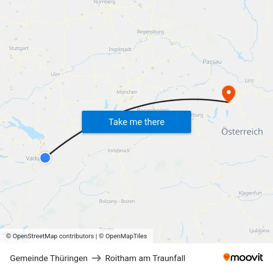 Gemeinde Thüringen to Roitham am Traunfall map