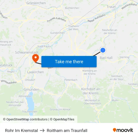 Rohr Im Kremstal to Roitham am Traunfall map