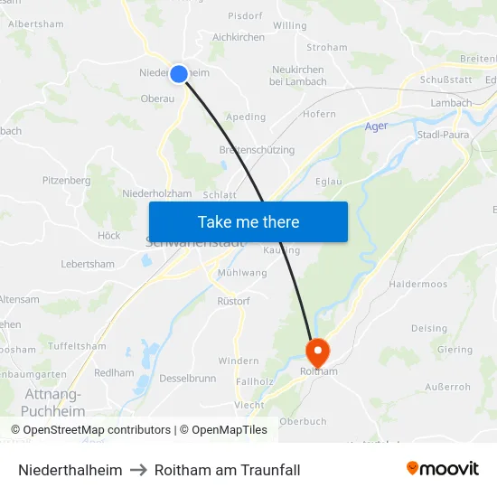 Niederthalheim to Roitham am Traunfall map