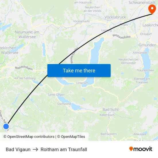 Bad Vigaun to Roitham am Traunfall map
