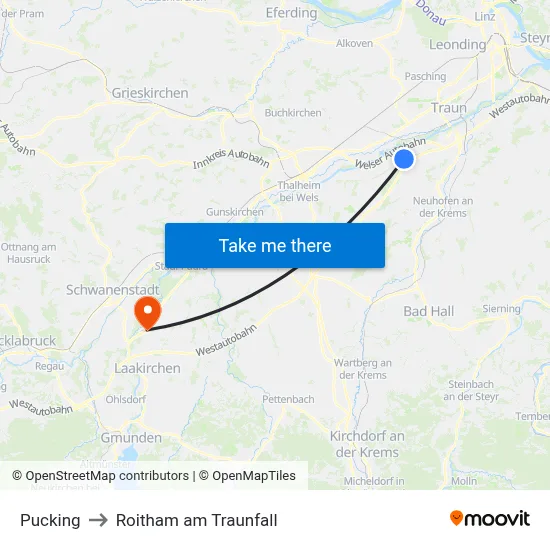 Pucking to Roitham am Traunfall map