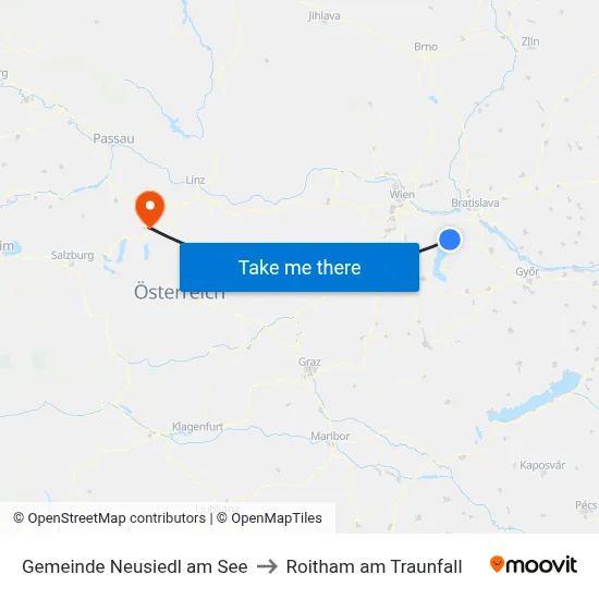 Gemeinde Neusiedl am See to Roitham am Traunfall map