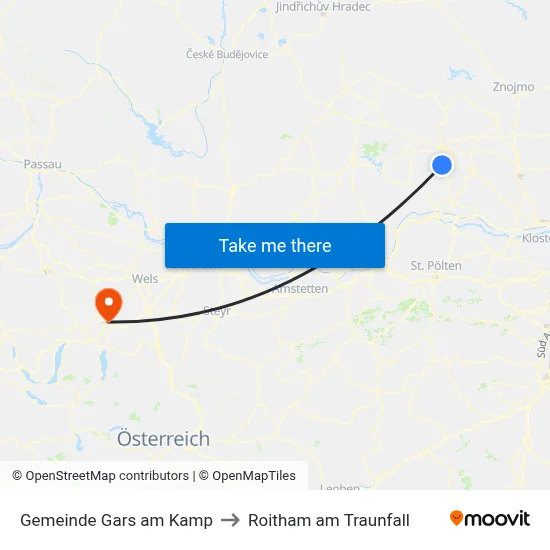 Gemeinde Gars am Kamp to Roitham am Traunfall map