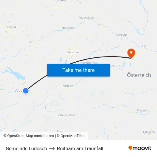 Gemeinde Ludesch to Roitham am Traunfall map