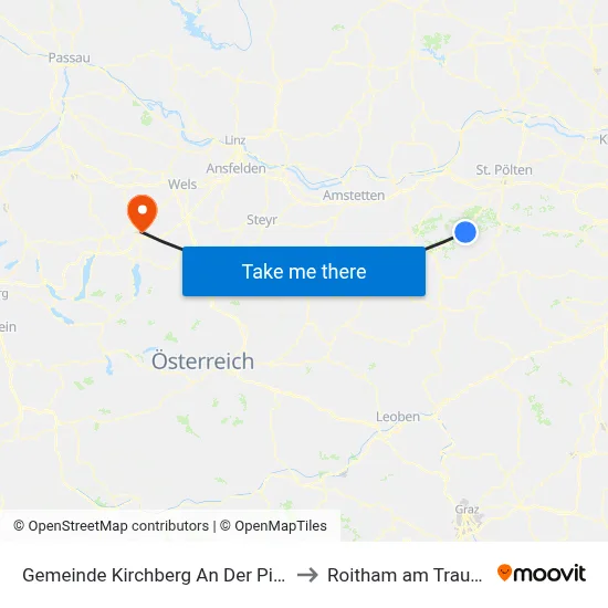 Gemeinde Kirchberg An Der Pielach to Roitham am Traunfall map